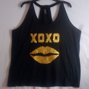 Custom Made NWOT  XOXO Kiss Glitter Tank Top❤❤❤